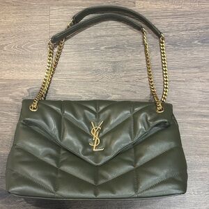 Olive Green Quilted Shoulder Bag